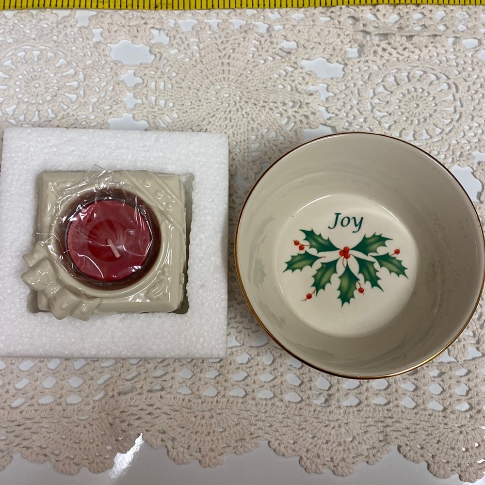 Lenox dish and candle